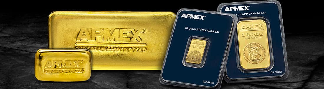 A selection of Gold APMEX bullion products