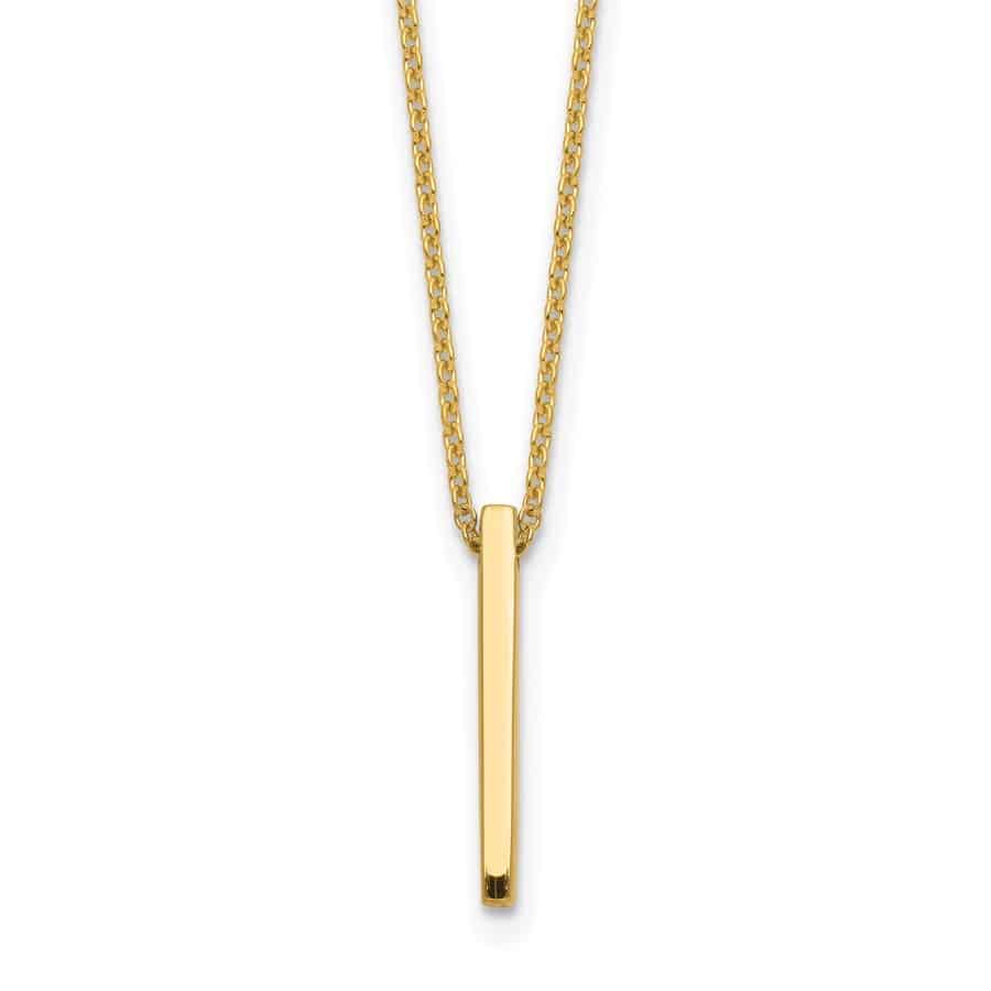 14K Gold Polished Bar Necklace