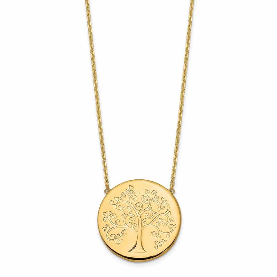 14K Gold Polished Tree of Life Necklace