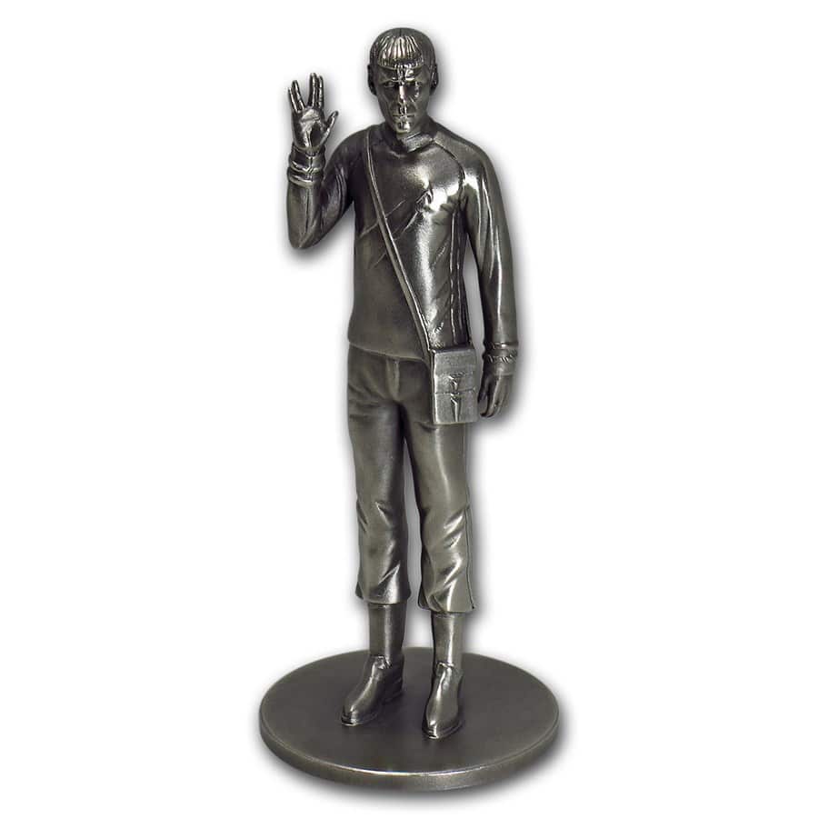 A Silver figurine of Spock from Star Trek.