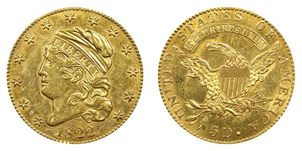 1822 capped bust Gold half eagle