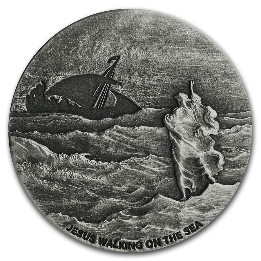 2020 2 oz Silver Coin - Biblical Series (Jesus Walks on the Sea)