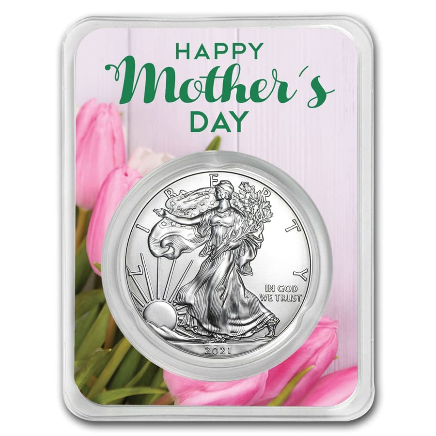 2021 1 oz Mother's Day Tulips Silver American Eagle