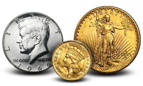 Three examples of popular U.S. coins.