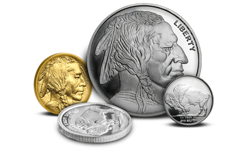 A depiction of Buffalo coins
