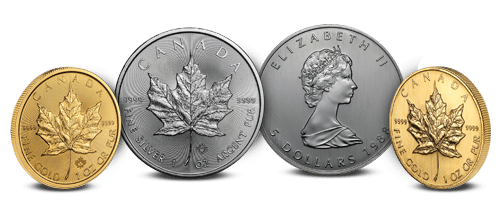 Depiction of Maple Leaf coins