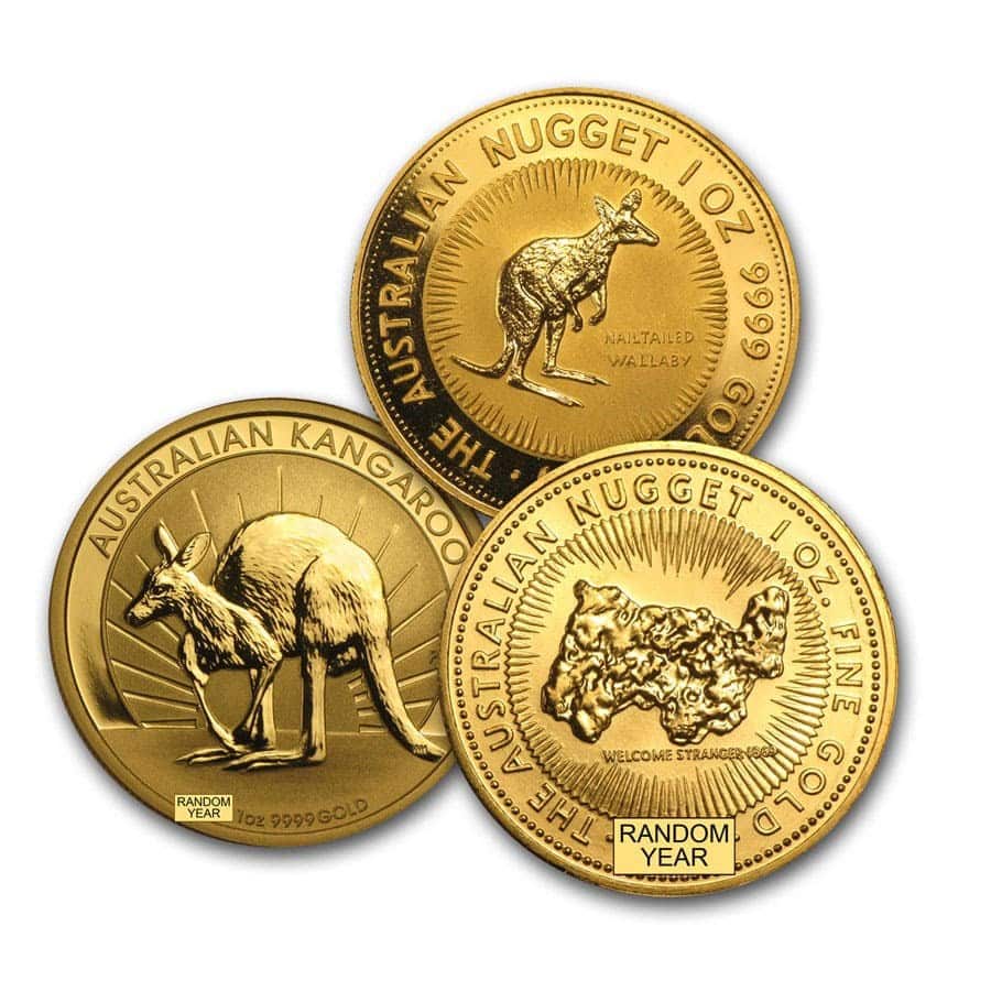 Australia 1 oz Gold Kangaroo/Nugget Coin BU (Random Year)
