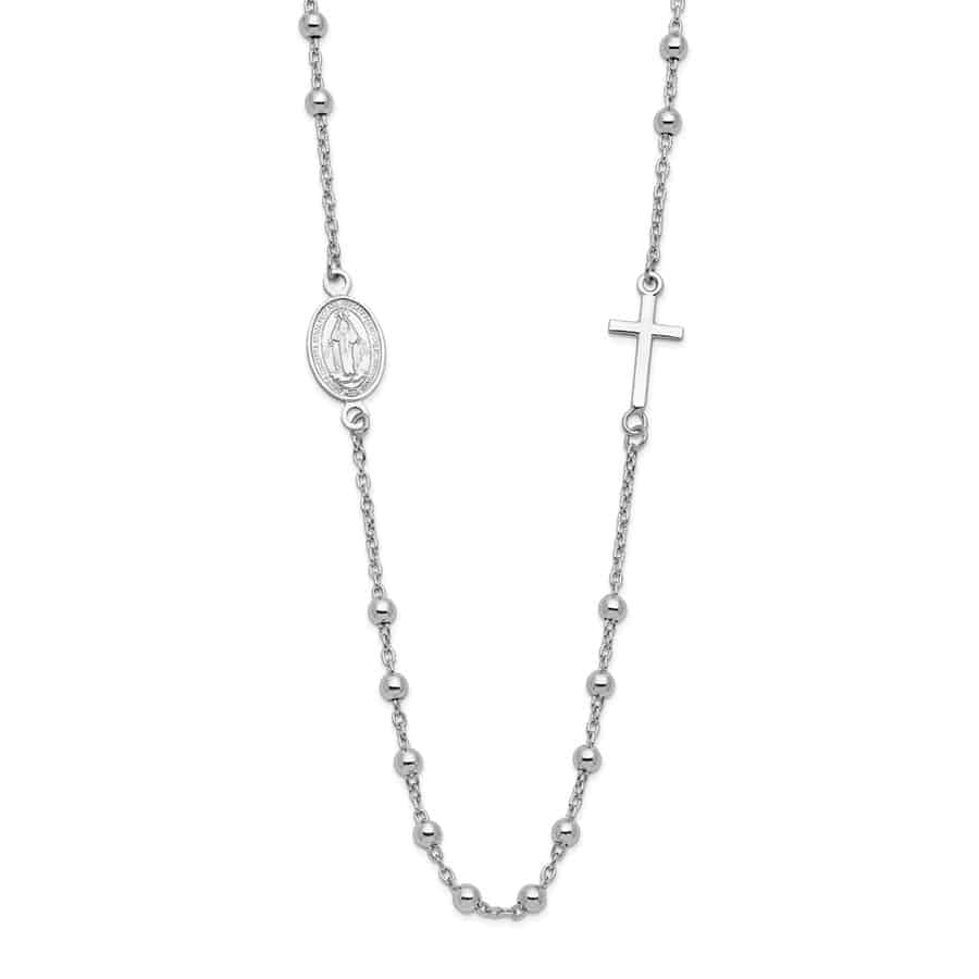 Sterling Silver Rhod-Plated Cross Necklace