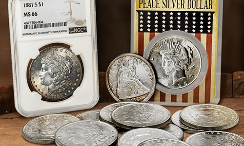 Morgan and Peace Silver Dollars
