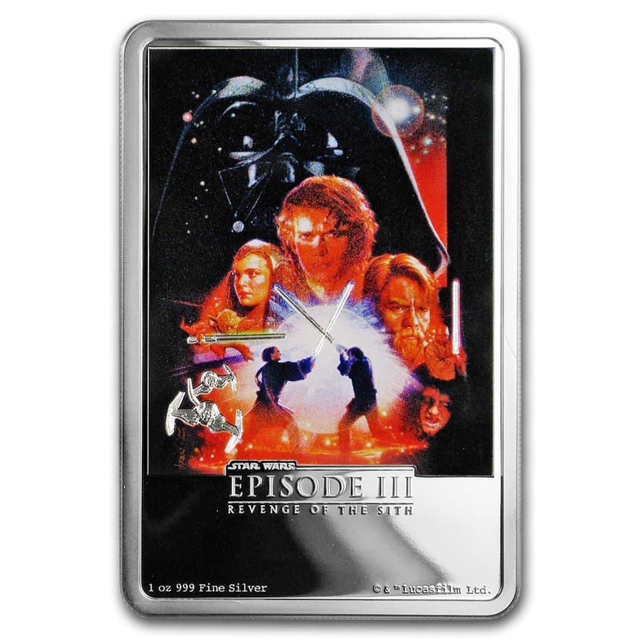 Star Wars Revenge of the Sith poster on a Silver bar.