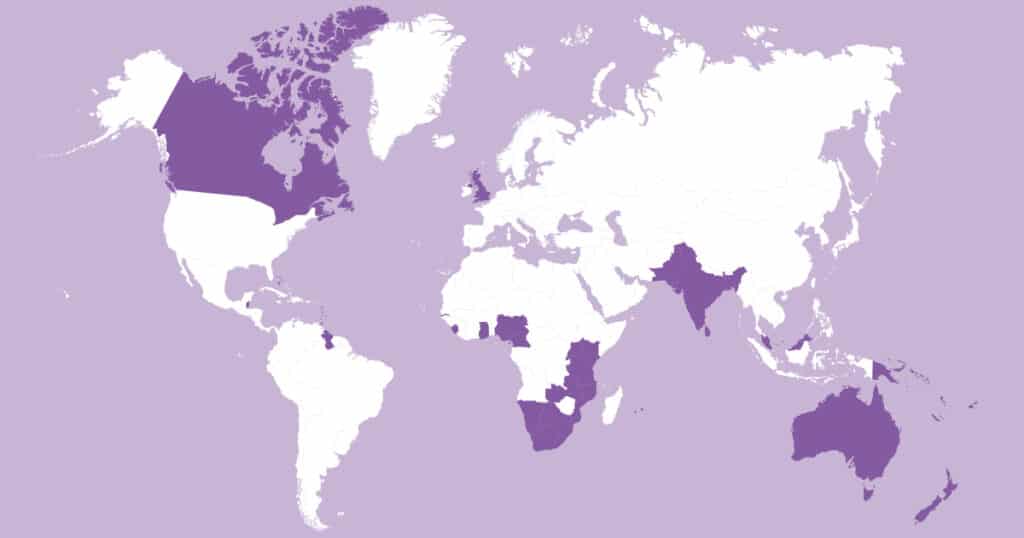 A map of the Queen's Commonwealth Realm.