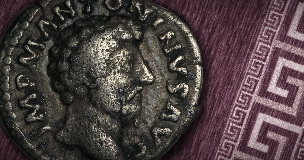 A Silver Denarius coin.