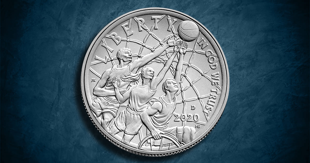 Coin Type - 2010 Basketball Hall of Fame silver commemorative coin.