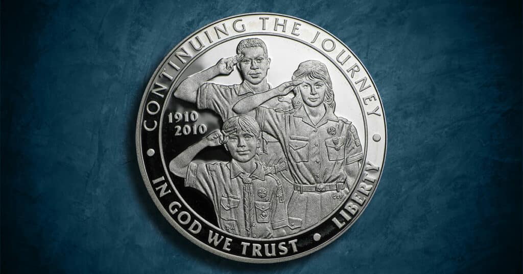 Coin Type - 2010 Boy Scouts of American centennial silver coin.