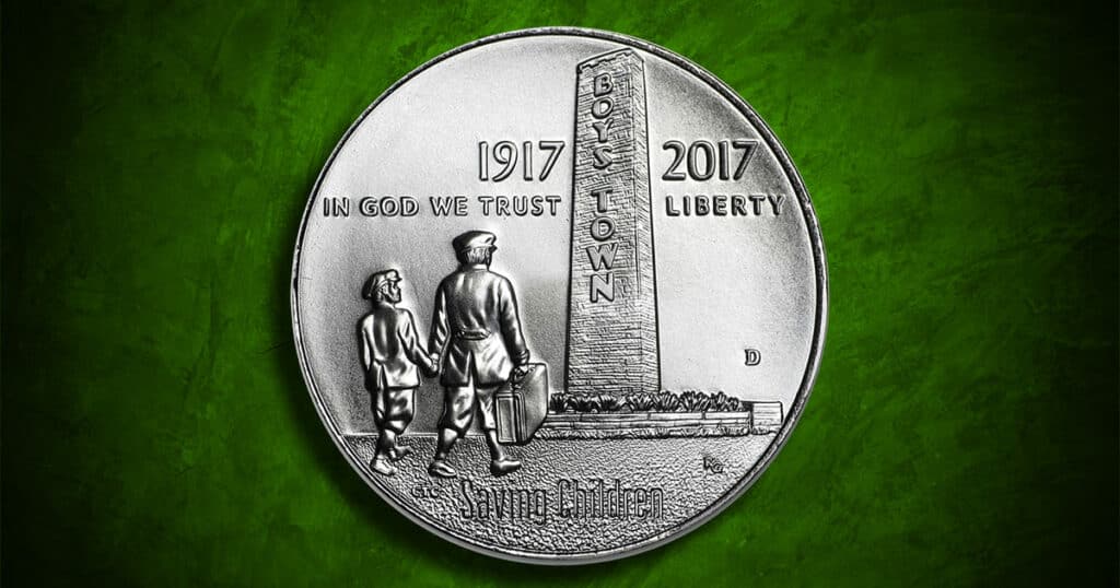 Coin Type - 2017 Boys Town Centennial commemorative silver coin.