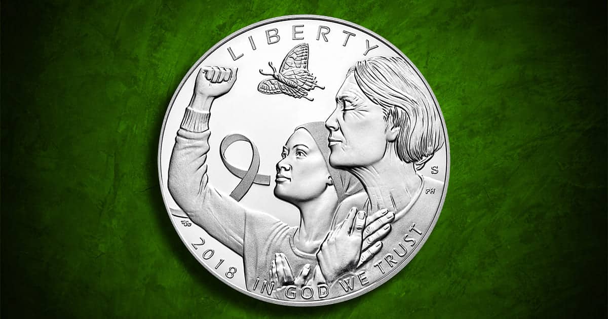 Coin Type - 2018 Breast Cancer Awareness commemorative silver coin.