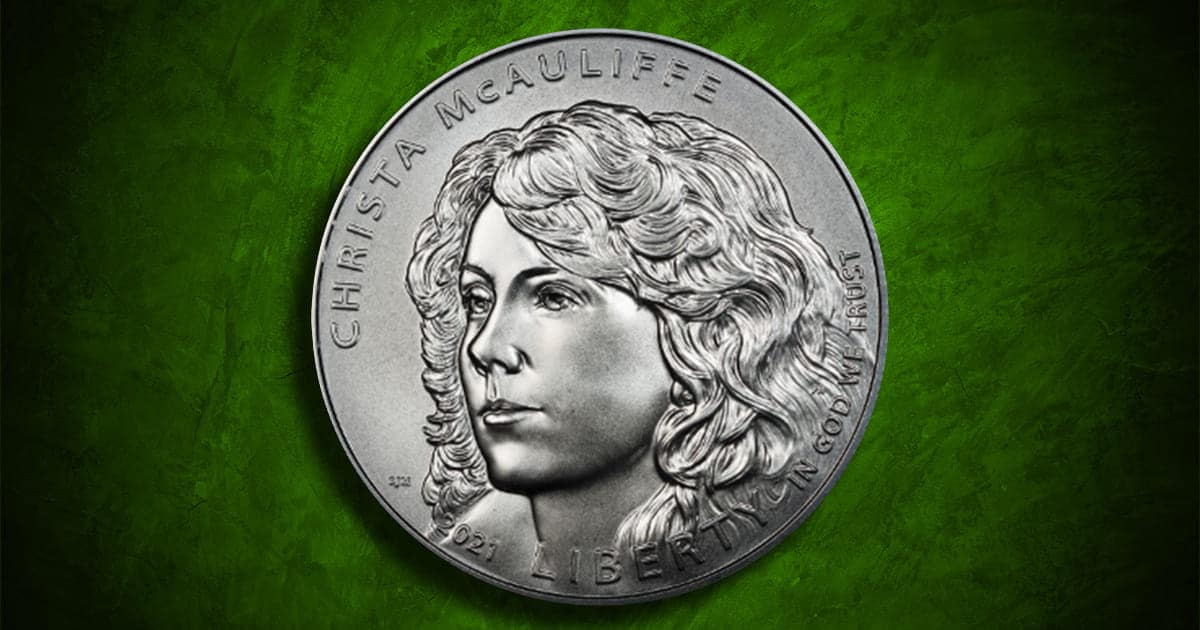 Coin Type - 2021 Christa McAuliffe commemorative silver coin.