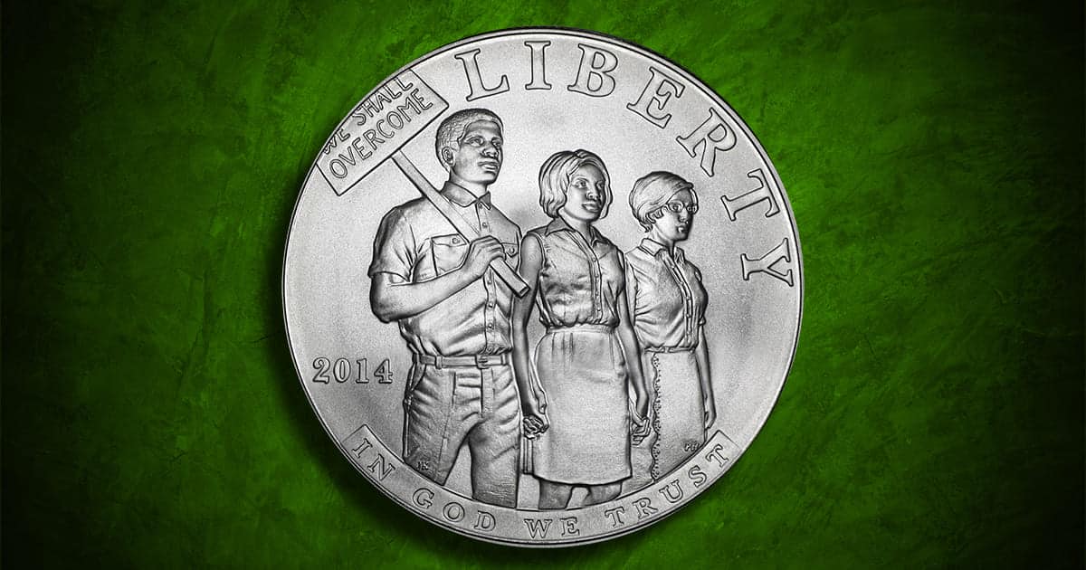 Coin Type - 2014 Civil Rights Act of 1964 commemorative silver coin.