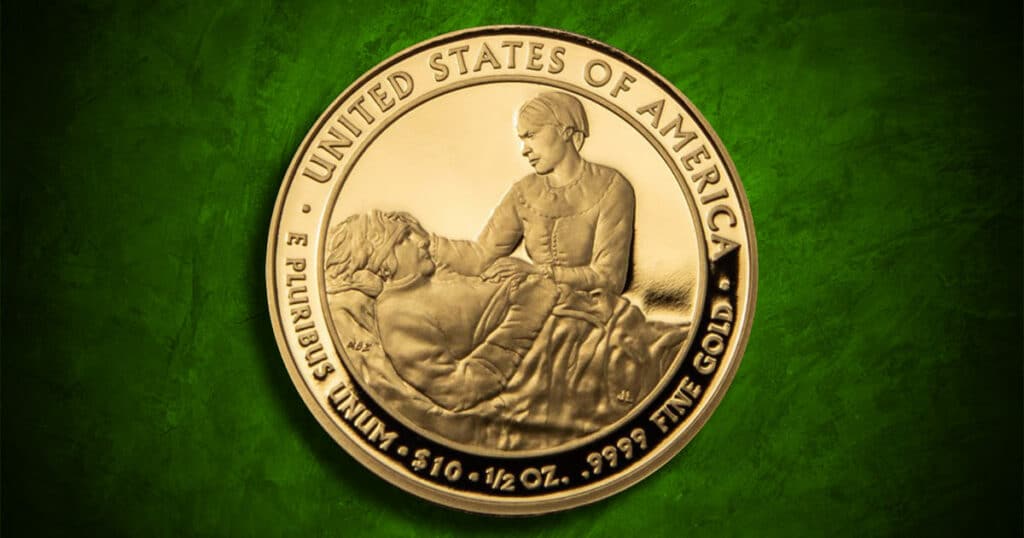Coin Type - $10 Gold First Spouse commemorative coin.