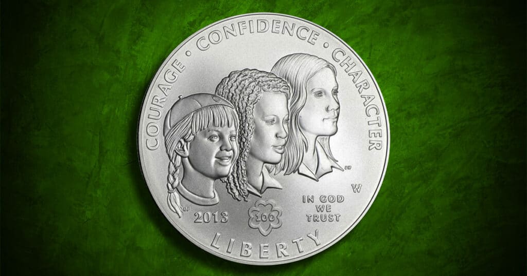Coin Type - 2013 Girl Scouts of America commemorative silver coin.