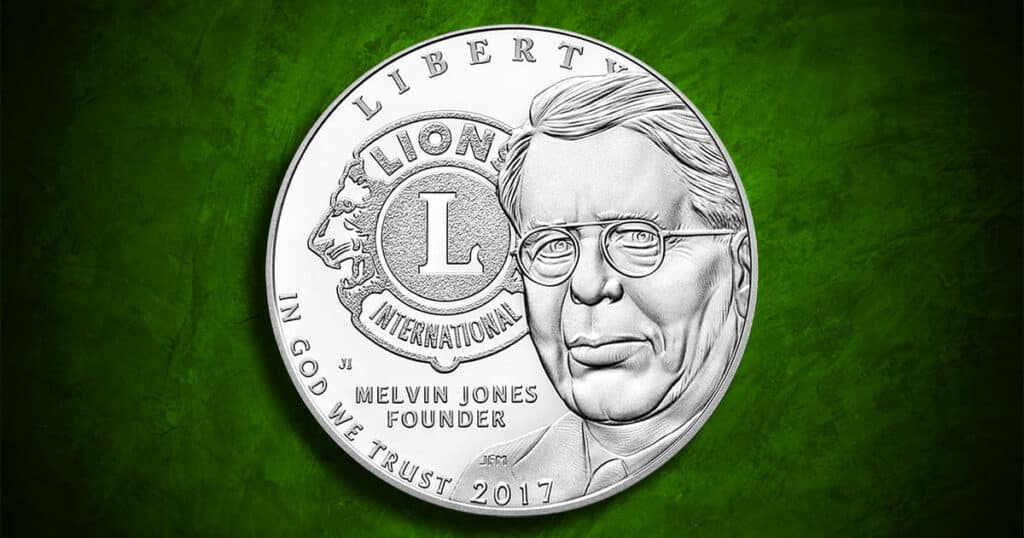 Coin Type - 2017 Lions Club International commemorative silver coin.