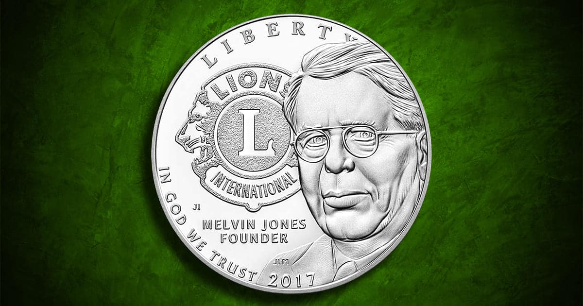 Coin Type - 2017 Lions Club International commemorative silver coin.