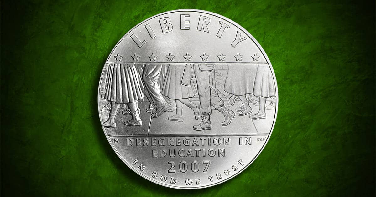 Coin Type - 2007 Little Rock Central High School Desegregation commemorative silver coin.