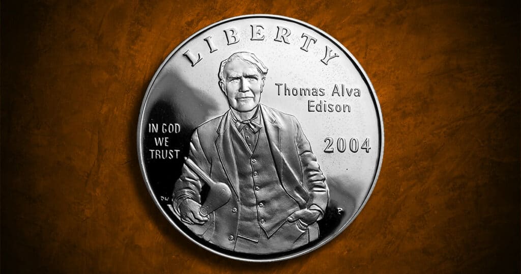 Coin Type - 2004 Thomas Alva Edison commemorative coin.