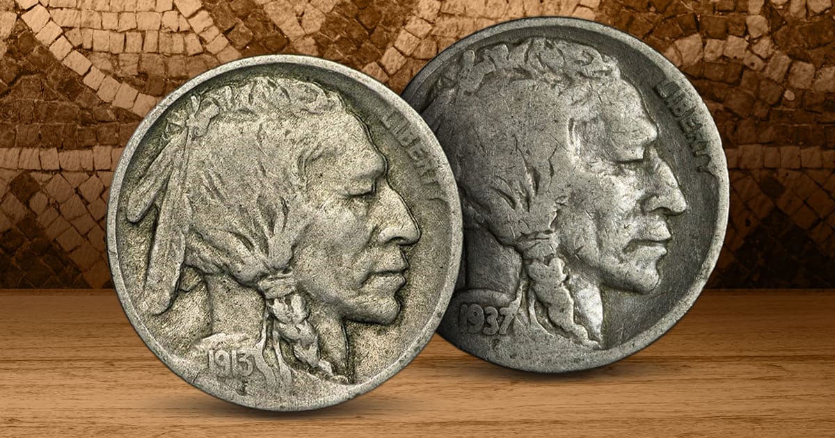 The obverse of the 1913 Buffalo Nickel.