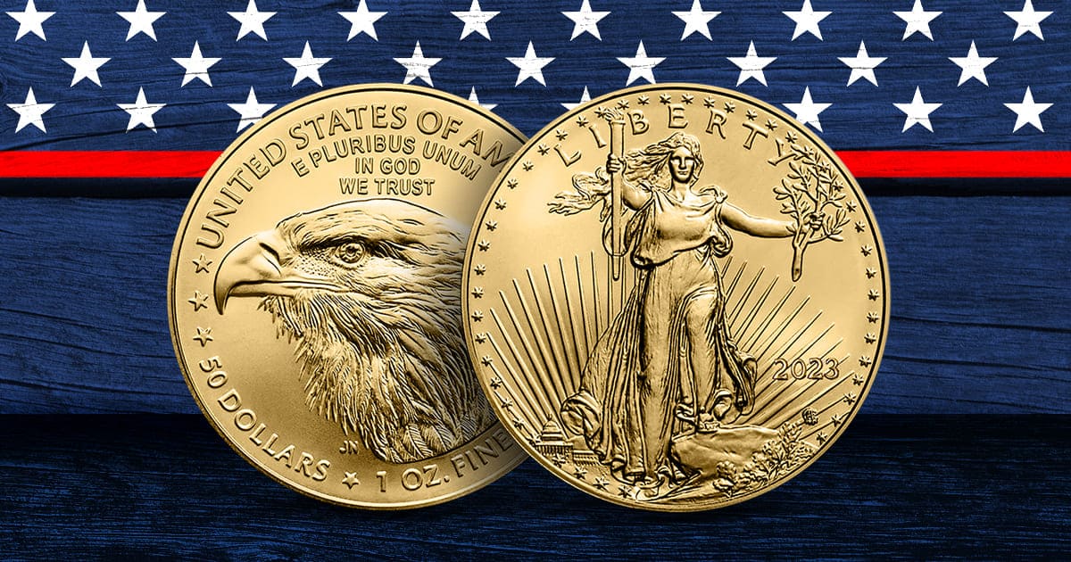 A gold Eagle, shown front and back.