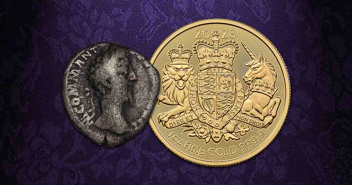 Image comparing a bullion coin to an ancient coin.