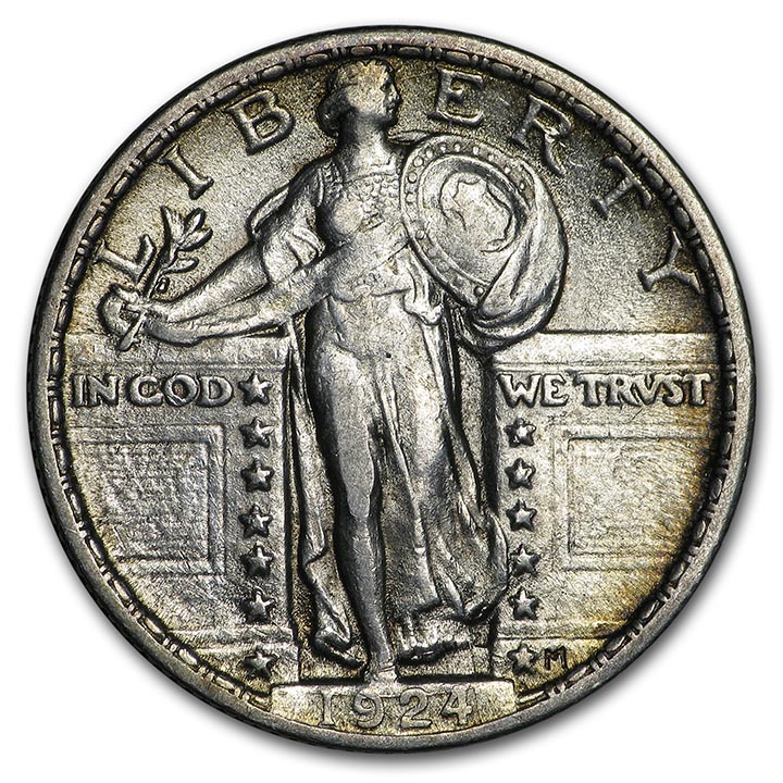 standing liberty quarter obverse