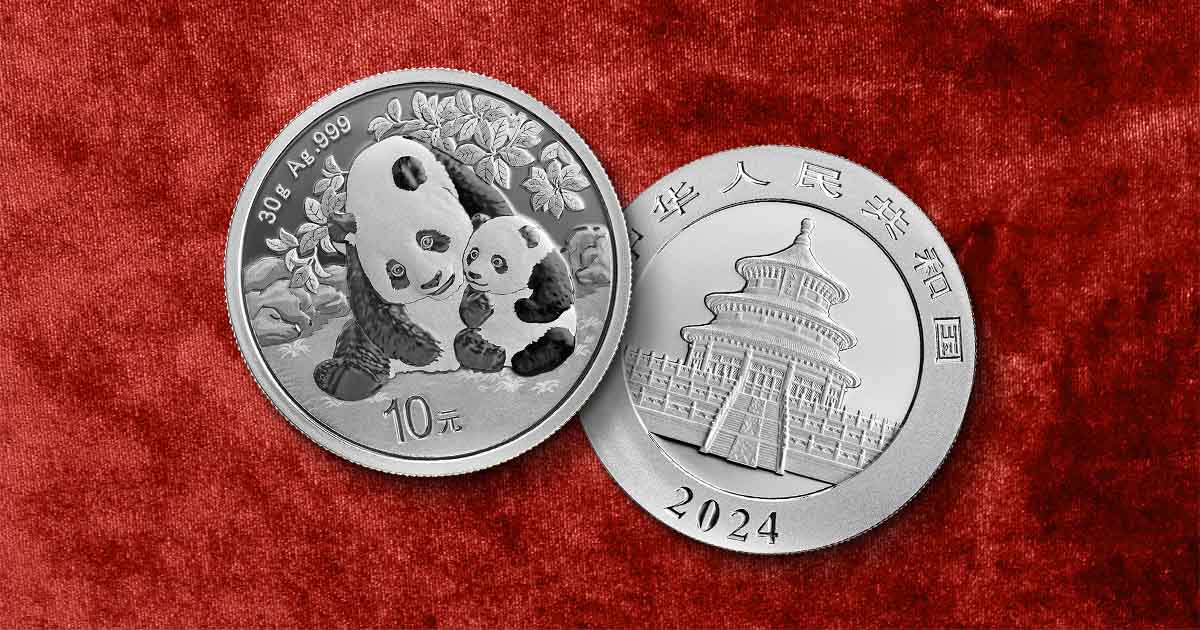 The obverse and reverse of a Silver Panda for an article titled "How to Sell Silver Pandas."