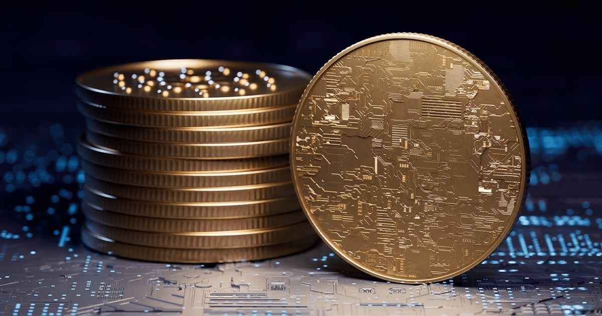 Image showing cryptocurrency represented as gold coins.