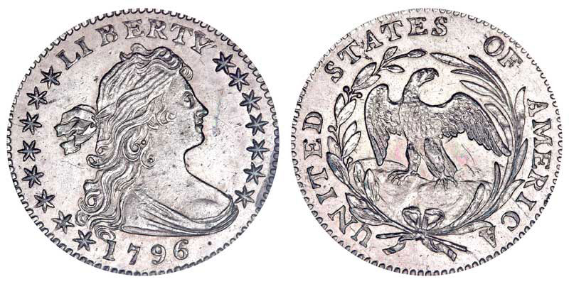 Draped Bust Half Dime Obverse and Reverse 1796