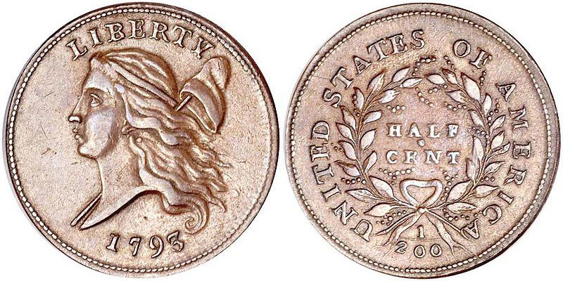 Liberty Cap Half Cent Obverse and Reverse 1793 Left