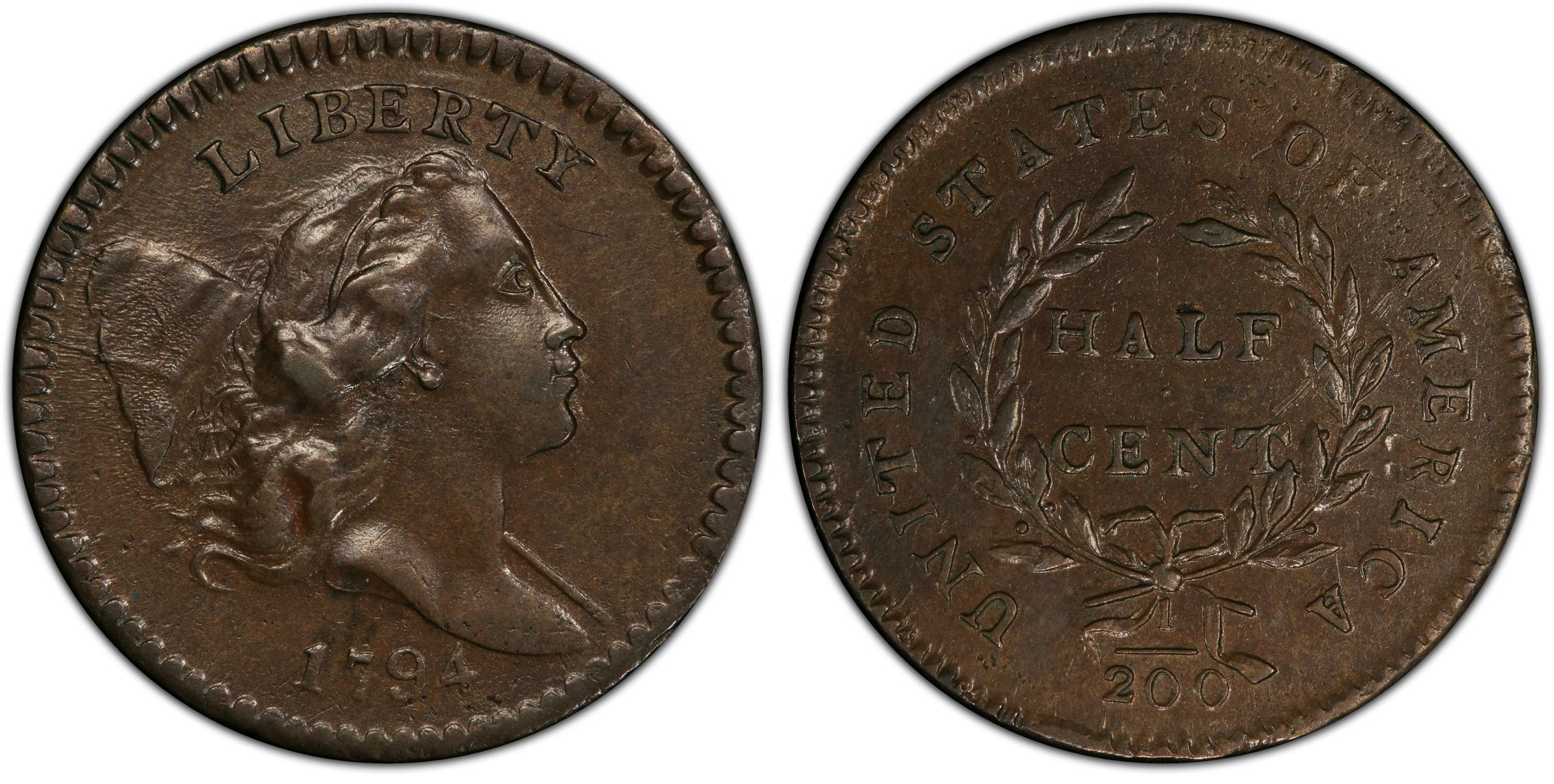 Liberty Cap Half Cent Obverse and Reverse 1794 Right