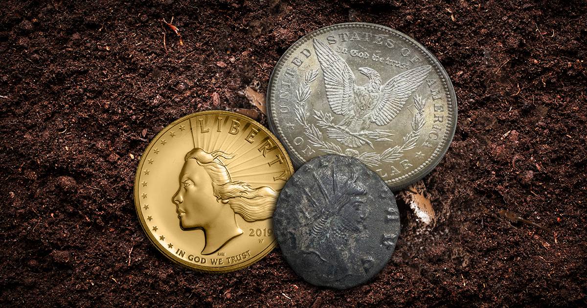 coins in dirt
