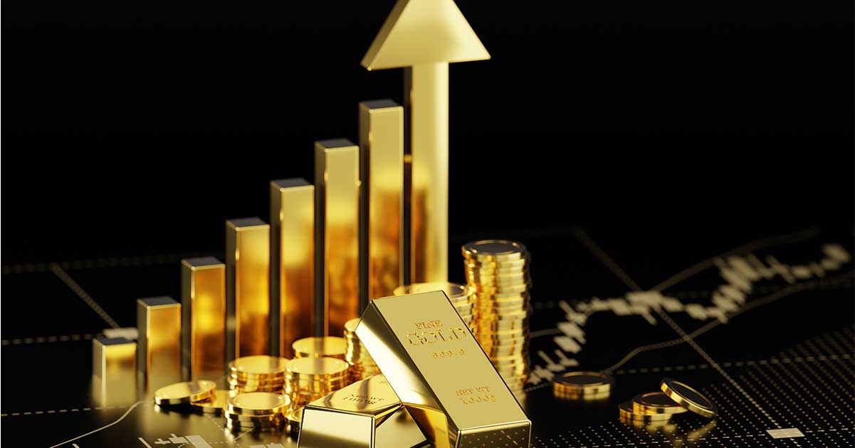 Gold on an upward-trending chart.